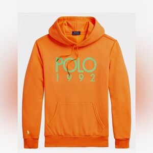 New Polo Ralph Lauren POLO 1992 Logo Fleece Hoodie Orange Men’s Size XL